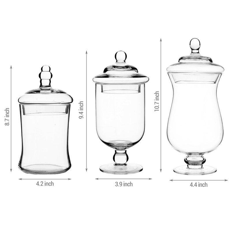 Darby Home Co Jetties Glass 3 Piece 9" Tall Bathroom Storage Container